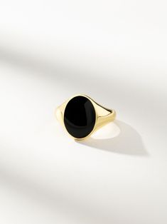 Black Onyx Oval Statement Ring in Gold | Uncommon James Black Onyx Ring Vintage, Black And Gold Ring, Gold Oval Ring, Uncommon James, Xmas List, Oval Ring, Black Onyx Ring, Oval Rings, Ring Black