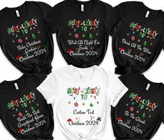 Most Likely To Christmas 2024 Shirts Personalized Family Friends Christmas Party Sweatshirts Funny Family Matching Christmas Group Shirts Please be aware that the pajama pants featured in our cover photo are for visual representation only. Our shop exclusively sells t-shirts, and pajama pants are NOT included in your purchase. We apologize for any confusion and appreciate your understanding! Express shipping available ONLY on White and Athletic Heather shirts.  ★Ready to Order? -Please check all Most Likely To Christmas Shirts, Friends Christmas Party, Family Matching Christmas, Friends Christmas, Custom Made Shirts, Funny Family, Group Shirts, Family Humor, Friend Christmas