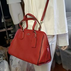 100% Authentic Or Money Back Guarantee !!! Coach F59180/ 59180e Nolita Satchel Pebble Leather Crossbody With Coach Original Dust Bag. 59180e Svde3 - Sv/Red Currant -Red With Silver Tone Hardware Pebble Leather/Zip-Top Closure/ Fabric Lining Inside Zip Pocket / 2 Multifunction Pockets Handles With 5" Drop Removeable, Adjustable Leather Strap Strap With 22 1/2" Drop For Shoulder Or Crossbody Wear Size: 11 1/4" (L) * 8 " (H) * 5 1/2"(W) Red Shoulder Bag For Work, Classic Red Satchel With Soft Leather, Red Workwear Shoulder Bag With Detachable Strap, Red Top Handle Bag For Work, Classic Red Bag For Work, Designer Coach Satchel, Classic Red Bags For Work, Designer Textured Leather Satchel, Red Double Handle Shoulder Bag For Work