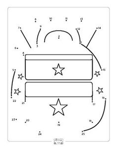 the dot to dot game for children with an image of a bed and stars on it