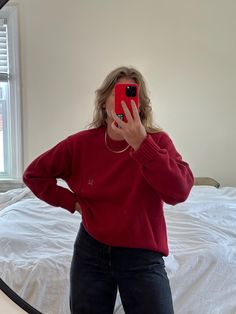 MEASUREMENTS AND ALL AVAILABLE SIZING INFO IS LISTED FOR EVERY ITEM. Please read this section in detail and reach out with any additional questions :) DESCRIPTION: Vintage red Tommy Hilfiger sweater. Beautiful condition, soft and comfy. Tommy logo on left chest. She is in great condition with no noticed physical marks.   Tag reads Tommy Hilfiger - size XL (men's) - 100% cotton  Recommended for sizes s-xl depending on desired fit. Model is a size medium-large. Approximate flat lay measurements are as follows: 21" shoulder to shoulder - 23" underarm to underarm - 30"  top of shoulder shoulder to hemline. PLEASE NOTE: There is always a possibility of minor flaws in vintage items due to pre-love wear. We will always mention them in the description above but things can get overlooked, if you ha Red Pullover Outfit, Pull Tommy Hilfiger, Red Sweater Outfit, Oversized Red Sweater, Crew Neck Outfit, Girly Fits, Pullovers Outfit, Red Pullover, Sweater Oversized