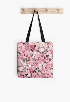 Soft polyester canvas shopping bag with edge-to-edge print on both sides. Fully lined for extra strength. Three sizes to choose from. A beautiful pink and white floral pattern. These pink and white flowers look good on many clothing and accessories. A fashionable design for Spring or Summer. White Flower Pattern, Pink And White Flowers, Canvas Shopping Bag, Tote Pattern, Tote Bag Pattern, Print Tote, Printed Tote Bags, White Flower, Flower Pattern