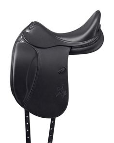 a black horse saddle on a white background