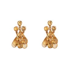 Nicky Earrings are crafted from stunning strawberry quartz, accented with contrasting citrine. These uniquely shaped earrings emulate cascading waterfalls and feature a removable bottom, allowing them to be worn as studs. Elegant Orange Clip-on Earrings, Luxury Dangle Earrings With Faceted Details, Luxury Faceted Dangle Earrings, Luxury Amber Drop Earrings, Elegant Yellow Dangle Clip-on Earrings, Elegant Drop Citrine Earrings, Elegant Yellow Faceted Earrings, Elegant Citrine Faceted Earrings, Elegant Faceted Citrine Earrings