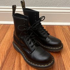 Unisex Doc Martens 1460 W Size 6 Uk 4 Eu 37 I Believe These Are The Vegan Leather Smooth Lace Up 8-Hole Black With Black Grommets Excellent Preowned Condition - Unworn, Like New! Pls Review Photos Prior To Purchase Photos In Natural Light Questions? Pls Ask! ********* Smoke-Free Home Top Rated Seller Ships 1-2 Days Reasonable Offers Considered Bundle & Save White Platform Doc Martens, Black Doc Martens, Hozier Concert, Jadon Platform Boots, Platform Doc Martens, Doc Martens 1460, Embroidery Boots, Concert Vibes, Doc Martens Boots