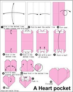 how to make an origami heart box with instructions for the inside and outside