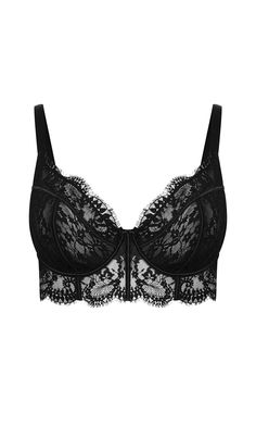 Indulge in luxurious comfort with our Arabella Longline Underwire Bra, featuring soft cups with underwire and adjustable straps for a customized fit that lasts all day. Adorned with delicate lace detailing, front bow detail, and elegant gold hardware, it's the epitome of sophistication and style. Key Features Include: - Adjustable straps - Soft cups with underwire - Lace detailing in the front - Front bow detail - Front and side boning - Gold hardware - All over lace fabrication - Quadruple hook Black Full Cup Bra With Adjustable Straps, Classic Full Cup Bra With Removable Cups, Classic Bra With Removable Cups And Underwire, Fitted Full Cup Bra With Adjustable Straps, Black Full Cup Bra With Removable Pads, Classic Black Bra With Removable Pads, Classic Black Bra With Padded Cups, Classic Black Underwire Bra, Black Full Cup Bra With Removable Cups