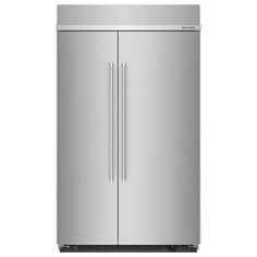 a stainless steel refrigerator freezer with two doors