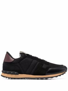 black leather signature Rockstud embellishment logo patch at the tongue round toe contrasting heel counter ridged rubber sole Circle Fashion, Valentino Garavani Shoes, Valentino Shoes, All About Fashion, Mens Casual Shoes, Mens Shoes Sneakers, Sneakers Black, Valentino Garavani, Shoe Collection