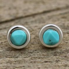 Check Out Our Jewelry Reviews! Hot Price Turquoise And Sterling Silver Stud Earrings Are Natural And Serene. The Sterling Silver Is Mined In Taxco To Create The Finest Pieces Of Jewelry, And The Turquoise Is Natural Stone. 0.14 Oz 0.2" H X 0.4" Diam. 925 Sterling Silver, Natural Turquoise Post Earrings High Polish Finish Made From Natural Turquoise Pearl Cocktail Ring, Gold Diamond Hoop Earrings, Cat Pendant Necklace, Ivory Earrings, Turquoise Stud Earrings, Heart Dangle Earrings, Sterling Silver Stud Earrings, Cz Stud Earrings, Triangle Earrings