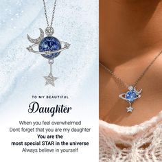 Daughter | Special Star | 925 Silver Necklace-Awareness Avenue-gift: All Planet Necklace, Moon Pendant Necklace, My Beautiful Daughter, Daughter Necklace, Meaningful Jewelry, Luxury Gift Box, Silver 925 Necklace, Knot Necklace, Pretty Gift