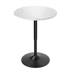 a white marble table with black metal base on an isolated white background for use in any room