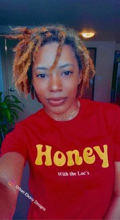 Honey with the Loc's, Loc T- shirt, red (unisex fit) Red Crew Neck T-shirt With Name Print, Red Custom Print Shirt For Fans, Red Custom Print Shirt For Fan Merchandise, Casual Red T-shirt With Name Print, Red Crew Neck Shirt With Name Print, Casual Red Shirt With Name Print, Whoopi Goldberg, Women Y2k, Shirts For Women