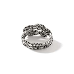 Classic Chain Link Love Knot Ring Sterling Silver Band width: 11.5mm Size: 7 Sterling Silver Open Ring With Chain Detail, Luxury Round Rings With Chain Detail, Classic Silver Link Rings, Classic Silver Ring With Chain Detail, Classic Silver Rings With Chain Detail, Classic White Gold Link Rings, Sterling Silver Fine Jewelry Chain Ring, Silver Chain Rings Fine Jewelry, Silver Chain Rings In Fine Jewelry Style