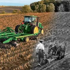 an old photo of a farmer plowing his field