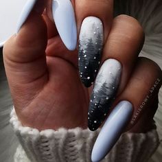 40+ Winter Nails For Ladies Check more at https://buzgru.com/40-winter-nails-for-ladies/ Snow Nails, Angel Nails, January Nails, Tree Nails, Nail Colors Winter, Winter Nails Acrylic, Best Nail Art Designs, Winter Nail Designs