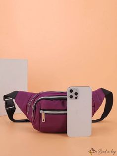 BirdinBag - Modern Stylish Waist Bag: Versatile, Minimalistic Design, Vibrant Solid Color Multifunctional Purple School Bag, Purple Multifunctional Bag For Daily Use, Multifunctional Purple Bag For Daily Use, Versatile Purple School Bag, Versatile Purple School Bags, Versatile Large Capacity Purple Bag, Casual Purple Belt Bag For Travel, Adjustable Bag, Waist Bags