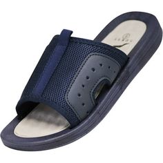 Norty Mens Slides Sandal Sport Open Toe Slip On, Perfect for the beach, shower, athletics or staying home and just lounging, A variety of colors, prints and styles to choose from, Find the perfect comfortable sandals for your feet, Made in China, #41862 Size: 8.  Color: Blue.  Gender: male.  Age Group: adult. Outdoor Slip-resistant Open Toe Slippers, Durable Round Toe Beach Slides, Blue Sporty Flip Flops For Vacation, Blue Synthetic Slippers For Swimming, Breathable Blue Sandals For Vacation, Comfortable Slip-resistant Blue Sandals, Sporty Blue Flip Flops For Vacation, Blue Non-slip Beach Slides, Breathable Blue Sandals For Beach