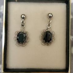 Pretty Scroll Design, Very Lightweight. Never Worn Formal Black Filigree Earrings, Elegant Black Filigree Earrings, Black Filigree Earrings, Black Filigree Dangle Jewelry, Conch Pearl, Pineapple Earrings, Black Onyx Earrings, Dragon Earrings, Turtle Earrings