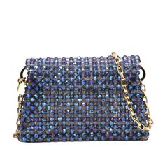 Maxi Roma Italian Handcrafted Crystal Bag | €299.00 Crystals Beads, Crystal Bags, Classic Bags, Beaded Bags, Minimalist Aesthetic, Iphone Wallet, Blue And Silver, Blue Gold, Crystal Beads