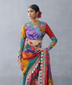 The dil rang nigar blouse is a stylish addition to any wardrobe. Crafted in viscose raw silk and adorned with digital print, this multi-color blouse brings a soft, feminine touch to the sari. Silk Sarees With Price, Personal Shopping Service, Color Blouse, Multi Color Blouse, Soft Feminine, Indian Textiles, Indian Design, Raw Silk, Handmade Clothes