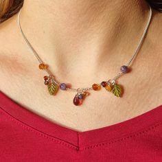 These pretty necklaces have been designed and handcrafted by us ⭐️ They have been created with the beautiful colours of Autumn/Fall and Winter as our inspiration. We have used the beautiful crystals amethyst (inner peace), carnelian (enhances passion) and dark red garnet (self love and passion), along with Czech glass leaf drop beads and faceted beads and attached them to pretty sterling silver chain 🍂 The clusters of 3 beads attached to the chain means there is eye catching movement within the Autum Leaf Necklace, Leaf Beads Necklace, Fall Necklaces, Strawberry Necklace, Crystals Amethyst, Fall Bead, Autumn Necklace, Beautiful Crystals, Red Necklace