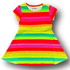 Girls Neon Colors Striped Dress. Basic Editions Brand. Green, Pink, Yellow, & Red Neon Colors. Multiple Sizes Available - Extra Small (4-5), Small (6-6x), Medium (7-8), & Large (10-12). 95% Cotton, 5% Spandex. Perfect For Summer Parties Or Vacations! Brand New With Tags Attached. Multicolor Short Sleeve Twirl Dress For Summer, Playful Striped Short Sleeve Dress, Casual Multicolor Twirl Dress For Spring, Multicolor Playful Twirl Dress For Play, Fun Multicolor Twirl Dress For Spring, Playful Multicolor Twirl Dress For Play, Casual Multicolor Twirl Dress For Playtime, Playful Multicolor Short Sleeve Twirl Dress, Green Short Sleeve Playwear Dress