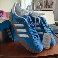 Brand New In Box Adidas Gazelle. All Tags On. Purchased And They Are Too Big. Please No Returns. Final Sale. Adidas Originals Shoes, Adidas Gazelle, Blue Adidas, Bluebird, Shoes Women, Christmas List, Adidas Women, Womens Shoes Sneakers, Adidas Originals