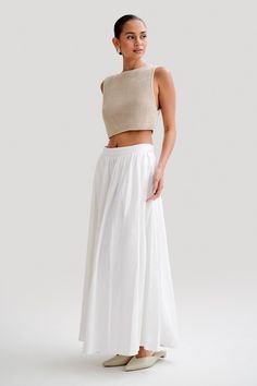 Sleeveless Knit Top, Sleeveless Knit, Line Skirt, June 30, White Midi Dress, Clothing Co, White Skirts, Festival Outfits, Bridal Collection