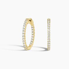 Small Perfect Luxe Hoop Lab Diamond Ears - 14K Yellow Gold. These expertly designed hoops feature an integrated latch-back closure for a sleek, seamless design (1 total carat weight). Small: 24mm tall, 2.5mm wide. 

With unmatched craftsmanship and attention to detail, every aspect of each piece in The Perfect Collection is expertly designed for a look that lasts a lifetime. Classic Gold Hoop Earrings With Brilliant Cut, Classic Small Hoop Diamond Earrings With Prong Setting, Classic Brilliant Cut Hoop Huggie Earrings, Classic Round Cut Hoop Earrings With Single Cut Diamonds, Classic Diamond Jewelry With Spring Ring Clasp, Classic Gold Hoop Earrings With Single Cut Diamonds, Classic Yellow Gold Hoop Earrings With Brilliant Cut, Classic Hoop Earrings With Single Cut Diamonds, Classic Huggie Hoop Earrings With Brilliant Cut