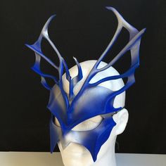 "Blue and Silver Mardi Gras mask, leather mask for Carnival, Masquerade Party, Poseidon costume, Triton, Water God, Water Fairy, or Mermaid costume. ORDER ANY COLOR For Halloween, Masquerade Ball, Carnival, Festivals, Renaissance Faire, Cosplay, Comicon, or Parade. Be King Triton! ♦ COMFORTABLE & ADJUSTABLE ♦ Secured with ties for adjustability, supple leather is formed to facial contours. SHOWN IN GLOSSY (Matte available by request.) ORDER ANY COLOR ♦ Match your costume, Free! -- Profession Fantasy Masks And Prosthetics For Carnival, Blue Costume Accessories For Halloween Cosplay, Blue Halloween Cosplay Costume Accessories, Medieval Style Masks And Prosthetics For Masquerade Cosplay, Medieval Style Masks For Cosplay And Masquerade Events, Fantasy Horned Costume Accessories For Masquerade, Fantasy Style Masquerade Mask For Cosplay Events, Fantasy Masks And Prosthetics For Fantasy Events, Medieval Masks For Halloween Costume Party