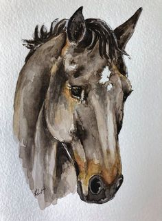 Custom Horse Portrait Personalized Horse Painting Birthday - Etsy Sunflower Watercolor Painting, Floral Watercolor Paintings, Watercolor Paintings Easy, Custom Horse