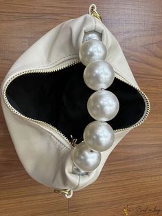 BirdinBag - Elegant Satchel Bag with Faux Pearl Embellishments Chic Pearl Embellished Shoulder Bag, Pearl Handle Clutch Bag, Dome Bag, Chain Pattern, White Details, Bag Bag, Mini Fashion, Satchel Bags, Faux Pearl