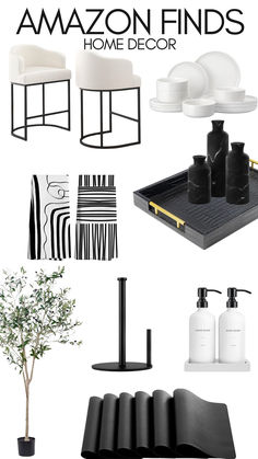 black and white decor with the words amazon finds home decor