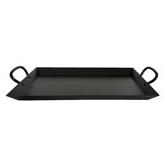 a black tray with handles on it