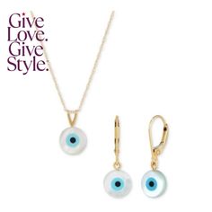 in stock Gift Jewelry In 14k Gold With High Luster, White Macy's Jewelry As A Gift, Macy's White Jewelry As A Gift, Macy's White Jewelry Gift, Eye Pendant Necklace, Necklace Matching, Eye Pendant, Evil Eye Pendant, Earrings Collection