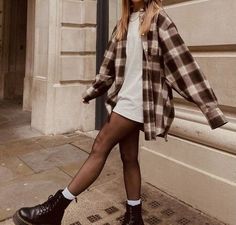 Combat Boot Outfits With Dress, Edgy Doc Marten Outfits, Khaki Combat Boots Outfit, Edgy Outfits Dress, Women’s Grunge Outfits, Denim Vans Outfit, Socks Over Leggings Outfit Vans, Bar Drinks Outfit, Casual Night In Outfit