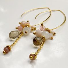 Hoop dangle  fashion casual earrings . Thank you for visiting PastelGems Casual Earrings, Friends Wedding, Wedding Jewelry Earrings, Wedding Jewellery, Gold Colour, Beaded Dangles, Wedding Earrings, For Friends, Vintage Gold