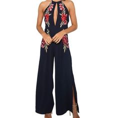 Super Cute Jumpsuit. Straps Cross In Back, Open Back, Back Zip Closure. Nwt. Size Indicated Is Large But It Is Tiny So I’m Listing As Xs. I Love It But Too Small For Me And I Normally Wear A Small. Floral Embroidered Jumpsuits And Rompers For Summer Parties, Summer Party Jumpsuits And Rompers With Floral Embroidery, Embroidered Fitted Sleeveless Jumpsuits And Rompers, Spring Embroidered Fitted Jumpsuits And Rompers, Embroidered Jumpsuits And Rompers For Summer Parties, Embroidered Fitted Jumpsuits And Rompers For Spring, Sleeveless Embroidered Jumpsuits And Rompers For Summer, Cute Jumpsuit, Split Legs