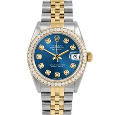 SKU#: 6827-TT-BLU-DIA-AM-BDS-JBLPre-Owned Rolex 6827 Midsize 31mm Datejust Watch, Custom Blue Diamond Dial & Custom 1ct Diamond Bezel on Rolex Yellow Gold & Stainless Steel Jubilee Band Model#: 6827 Case: Rolex 31mm Stainless Steel Case Movement: Rolex Automatic 2030 Caliber Dial: Custom Blue Dial with Diamond Hour Markers (Not Made by Rolex) Bezel: Custom 1ct Diamond Bezel (Not Made by Rolex) Band: Rolex Yellow Gold & Stainless Steel Jubilee Band This Beautiful Watch Comes Fully Serviced, Polis Wooden Watch Box, Wooden Watch, Pre Owned Rolex, Bezel Diamond, Beautiful Watches, Blue Diamond, Stainless Steel Case, Black Diamond, Blue Sapphire