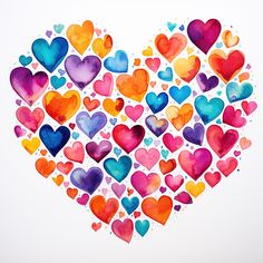 watercolor hearts arranged in the shape of a heart