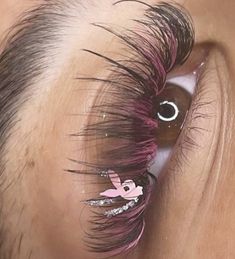 Hot Pink Lash Extensions, Light Blue Lash Extensions, Pink Glitter Lash Extensions, Pink And Black Lashes, Colorful Eyelash Extensions, Colorful Lash Extensions