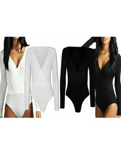 Product Specification Womens Plain V Neck Cross Wrap Over Plunge Bodysuit Top Ladies Plain Long Sleeve Leotard Top Item Conditions: New Womens Plain V Neck Cross Wrap Over Plunge Bodysuit Top  Ladies Plain Long Sleeve Leotard Top Very Good Quality Fabric To Use For All Occasions Ladies Plain Long Sleeve Stretchy Leotard Top Style: Leotard Bodysuit Theme: Active wear  Pattern: Plain Sleeve Type: Long Sleeve Neck Style: V Neck Type:  One-Piece Available Colors: Please See The Above Dropdown For Co Summer V-neck Bodysuit For Club, Stretch V-neck Bodysuit For Club, V-neck Stretch Bodysuit For Club, Stretch V-neck One Piece For Party, White Long Sleeve Bodysuit For Club, White Fitted V-neck One Piece, Spring Party One Piece With V-neck, Spring Party V-neck One Pieces, Solid V-neck Bodysuit For Club