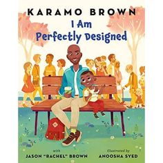 the cover of i am perfectly designed, with an illustration of a man sitting on a bench