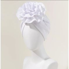 Floral White Turban Hat Head Wrap New White Turban, Turban Hat, Floral Accessories, Floral White, Head Wrap, Ribbon Slides, Head Wraps, New Color, Color White