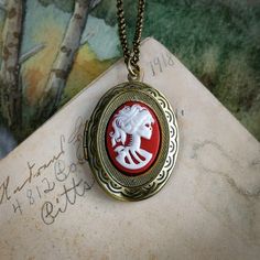 Skeleton Lady Cameo Oval Vintage Style Locket Necklace in Antiqued Brass or Silver - Etsy Oval Locket, Cameo Ring, Locket Necklace, Gorgeous Earrings, Vintage Brass, Locket, Antique Brass, Silver Fashion, Skeleton