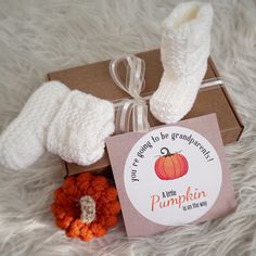 How wonderful method to surprise future grandparents with fall pregnancy reveal shoes. Autumn baby announcement booties are made of soft acrylic yarn. Little pumpkin announcement shoes are suitable for 0-4 months babies. Please note that colors displayed on the screen may vary slightly depending on your monitor's rendering and resolution; we used snow white, and gray to make the October pregnancy reveal gift. We recommend hand-washing only. Please make sure that you use liquid laundry detergent White Hand Knitted Booties As Gift, Cute White Booties For Gift, Cute White Booties As A Gift, Cute White Booties As Gift, Grandparent Announcement, Fall Pregnancy, Pregnancy Reveal Gifts, 4 Month Baby, November Baby