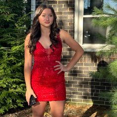 Beautiful Beaded, Red Homecoming Dress, Detailed Straps, Mesh V Neck, Size 6 Altered At Straps And Waste, Cups Inserted. Worn Once For Hoco Dance Fall 2022 Fitted Red Sequin Dress For Homecoming, Glamorous Red Sequin Homecoming Dress, Red Sequin Holiday Dress For Homecoming, Red Sequin Dress For Prom, Red Sleeveless Sequin Dress For Homecoming, Red Sequin Homecoming Dress For Party Season, Red Sequin Dress For Homecoming Party Season, Red Fitted Sequin Prom Dress, Red Fitted Sequin Dress For Prom