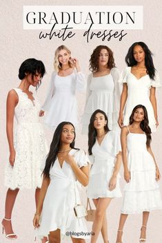 Dress For Graduation University, White Dresses For Graduation, High School Graduation Outfit, Graduation Dress High School, Dress For Graduation, Graduation University, University Party, Dresses For Graduation