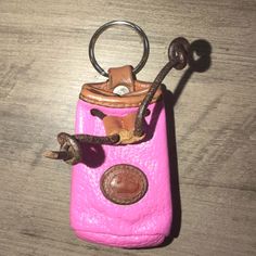 Authentic "Dooney & Bourke" Designer Brand, Vintage "Micro Pouch/Keychain" Custom Painted A Beautiful Hot Pink W/British Tan Trim. Non Smoking, Dog Friendly Home. *Measurements; 3"L X 2"W X 1 1/2"D, 4" Total Length, Including The Keyring. Keychain Custom, Tan Trim, Custom Painted, Dooney & Bourke Bags, Pink Brown, Dog Friendly, Custom Paint, Dooney Bourke, Dog Friends